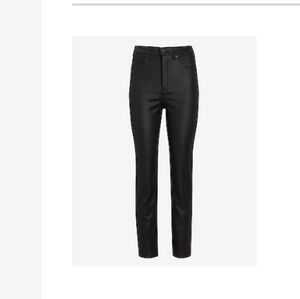 High waisted black coated pants